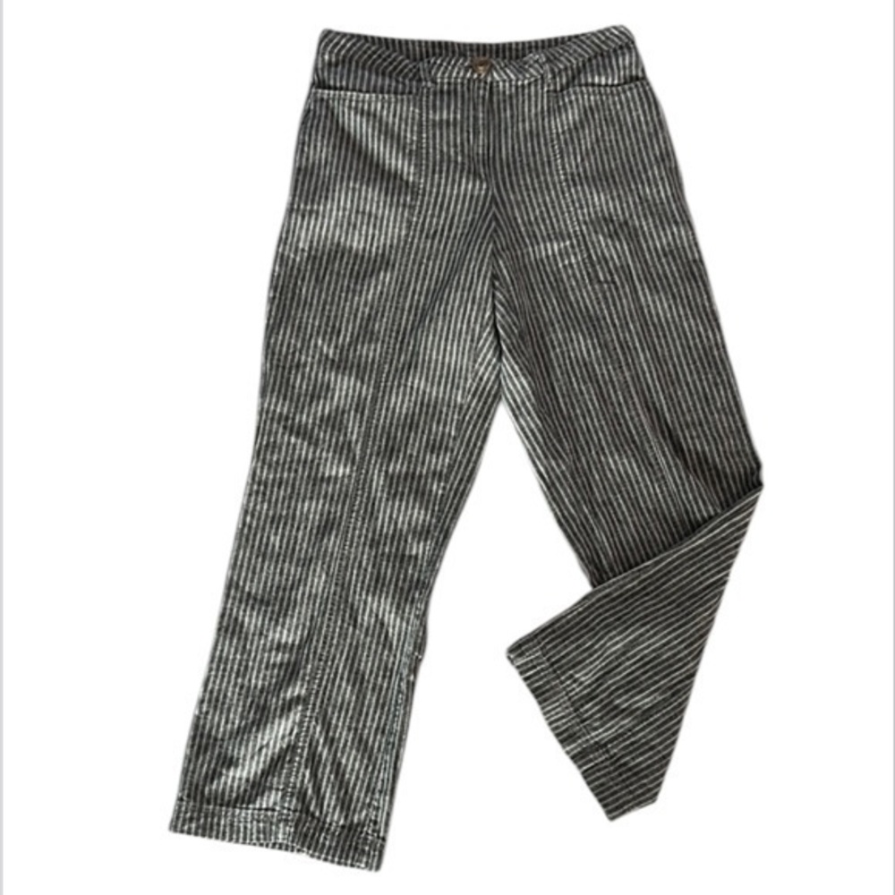 Sundance gray white stripe linen blend pants size 6